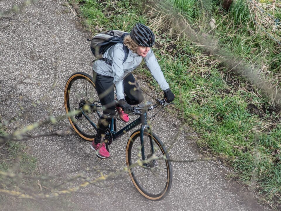 hybrid bike on cycle path in a gravel vs hybrid vs mtb comparison