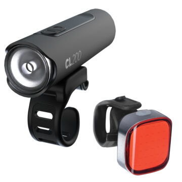 Front and rear bike lights with reflective accessories