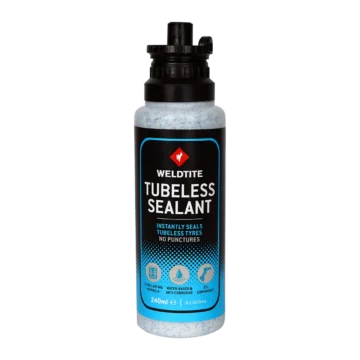 Weldtite tubeless sealant with rubber shred 240ml bottle for fast puncture sealing