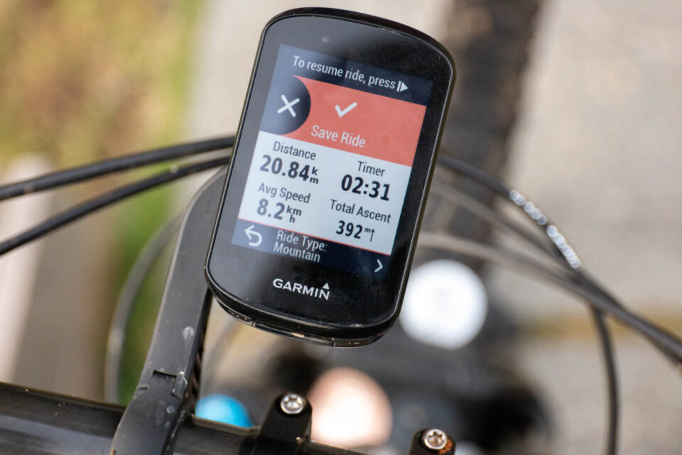 Second-hand cycling GPS bike computer mounted on handlebars