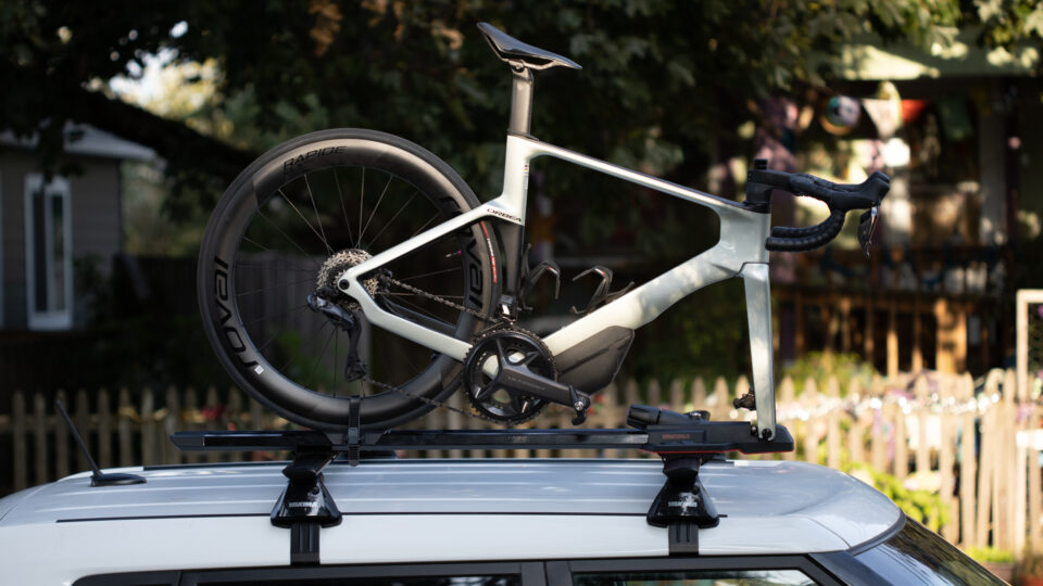 Used car bike rack mounted to vehicle with two bikes