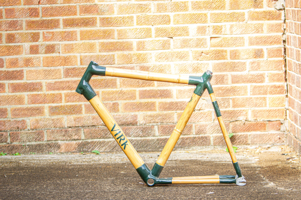 Used carbon road bike frame with clean internal routing