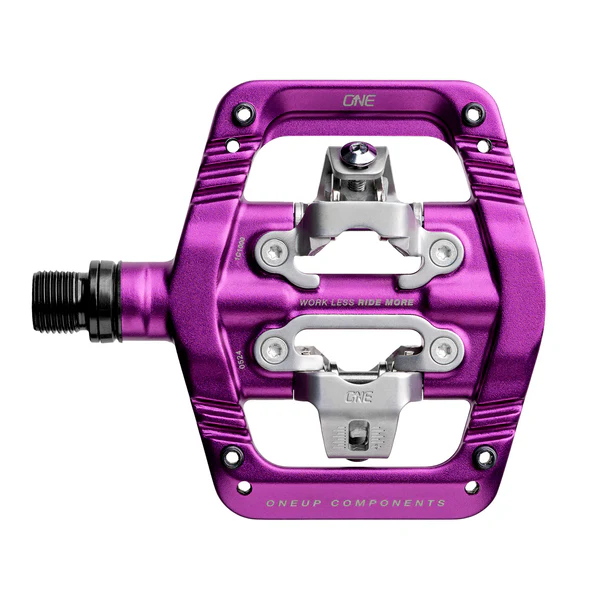 SPD and road clip-in bike pedals mounted on bicycles