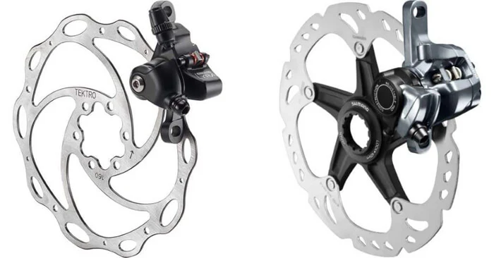 Hydraulic and mechanical bike brakes including disc and rim brake systems