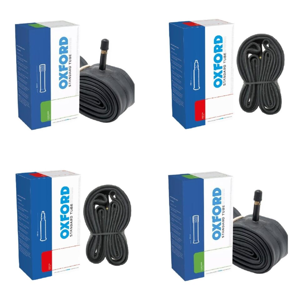 Bike tyres and inner tubes for road and mountain bikes displayed together