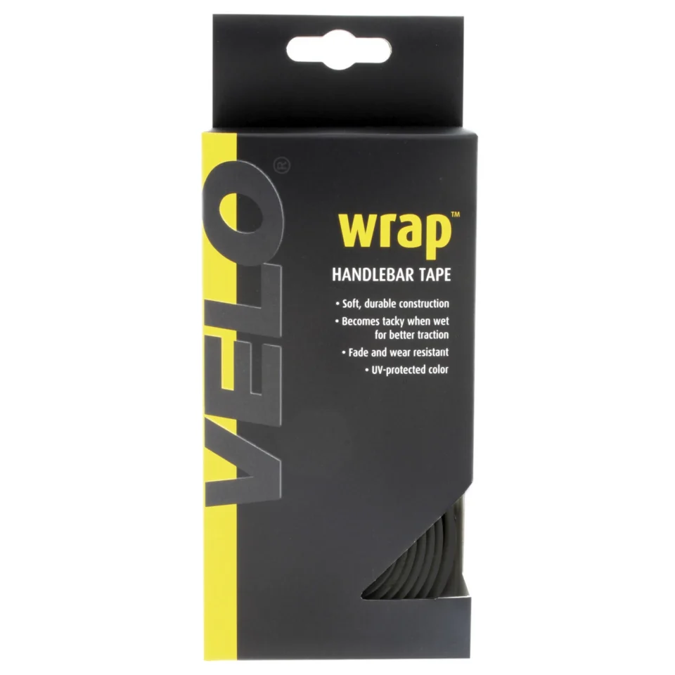 Velo black cork handlebar tape with bar end plugs