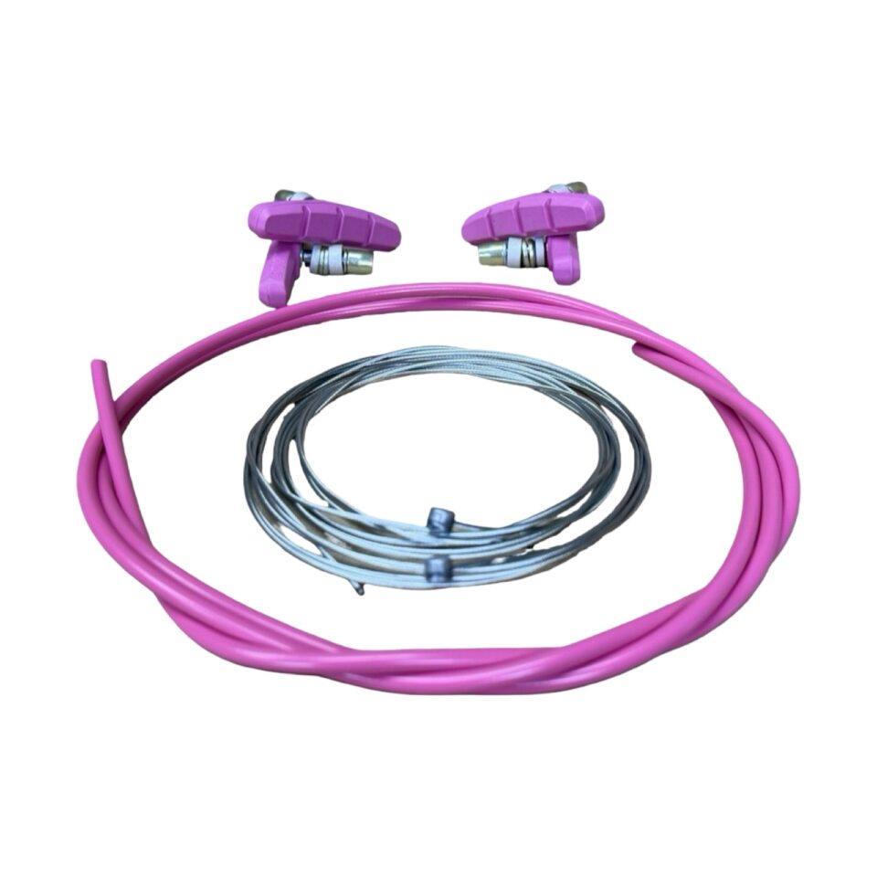 Pink V-Brake Brake Refresher Kit with pads, cables, and housing
