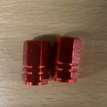 Red dust caps schrader