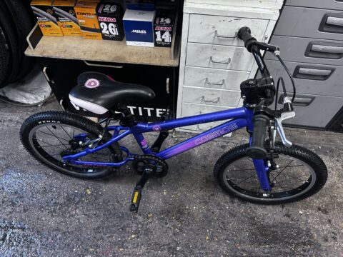 Cosmos carrera 16” wheels bike purple aluminium frame single speed kids serviced new brake cables & chain for sale in Biggin hill by Pop In cycles on SHIFTA marketplace. Top quality second-hand bikes online.