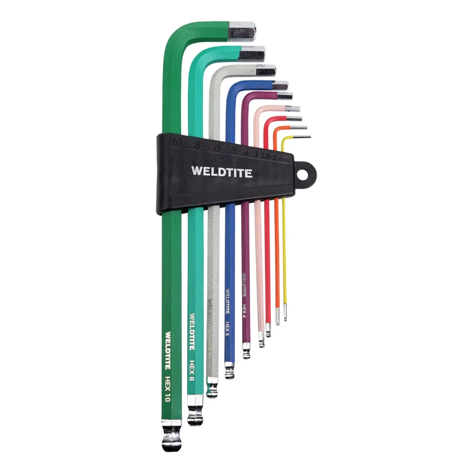 Weldtite Colour Coded 9 Hex Key Set workshop grade Allen keys