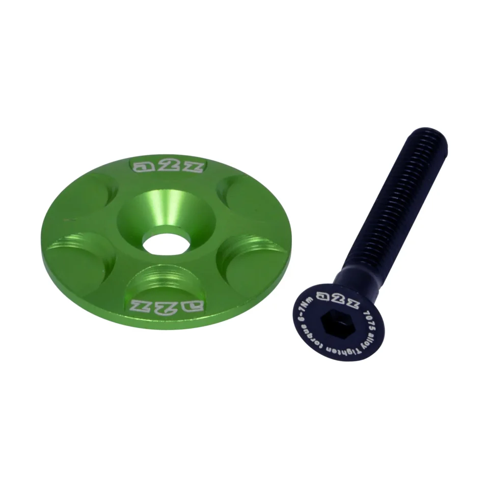A2Z CNC machined green anodized stem cap for 1 1/8 inch threadless steerer tubes