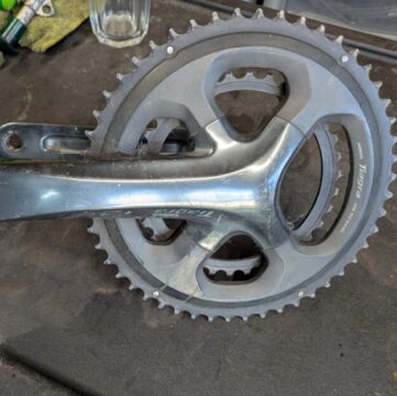 Shimano Tiagra 10sp 50-34 double chainset & cranks for sale in Retford by Retford Cycles on SHIFTA marketplace. Top quality second-hand bikes online.