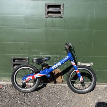 Frog Tadpole Plus Balance Bike - Blue Union Jack - GRADE C for sale in Yorkshire and The Humber by Club Bikes on SHIFTA marketplace. Top quality second-hand bikes online.