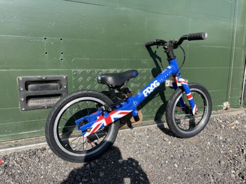 Frog Tadpole Plus Balance Bike - Blue Union Jack - GRADE C for sale in Yorkshire and The Humber by Club Bikes on SHIFTA marketplace. Top quality second-hand bikes online.
