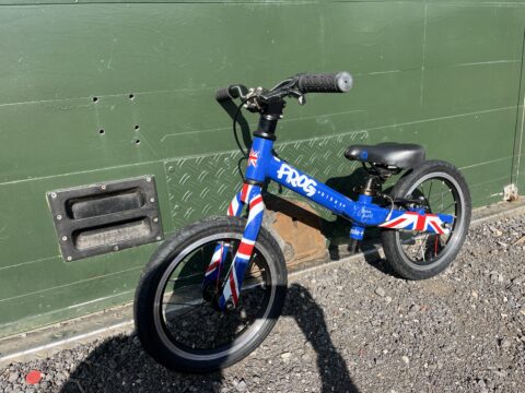 Frog Tadpole Plus Balance Bike - Blue Union Jack - GRADE C for sale in Yorkshire and The Humber by Club Bikes on SHIFTA marketplace. Top quality second-hand bikes online.