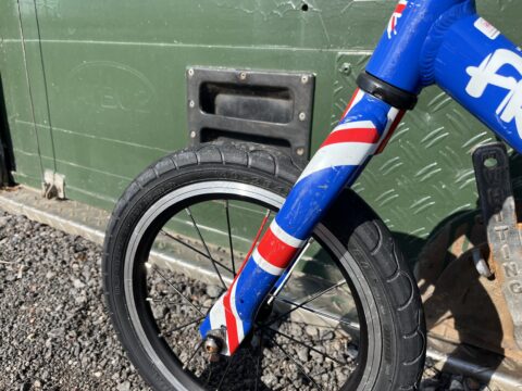Frog Tadpole Plus Balance Bike - Blue Union Jack - GRADE C for sale in Yorkshire and The Humber by Club Bikes on SHIFTA marketplace. Top quality second-hand bikes online.