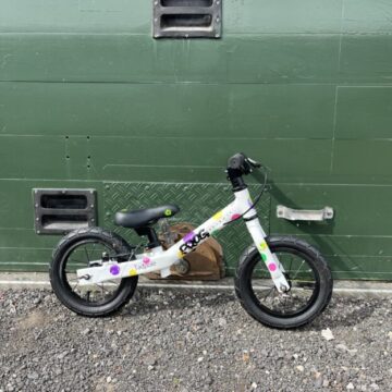 Frog Tadpole Plus Balance Bike - White / Spotty - GRADE C for sale in Yorkshire and The Humber by Club Bikes on SHIFTA marketplace. Top quality second-hand bikes online.