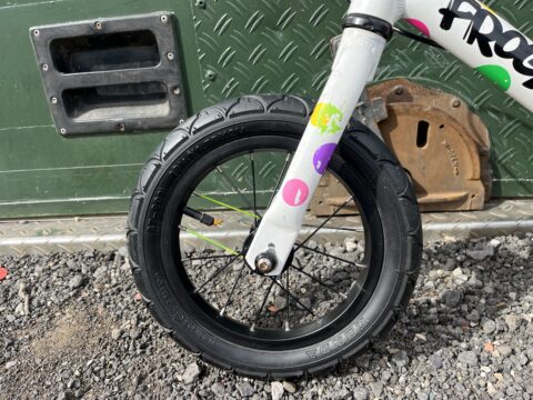 Frog Tadpole Plus Balance Bike - White / Spotty - GRADE C for sale in Yorkshire and The Humber by Club Bikes on SHIFTA marketplace. Top quality second-hand bikes online.
