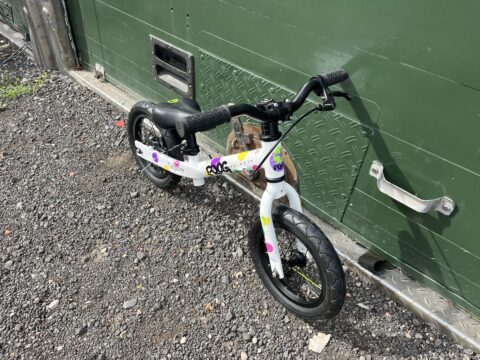 Frog Tadpole Plus Balance Bike - White / Spotty - GRADE C for sale in Yorkshire and The Humber by Club Bikes on SHIFTA marketplace. Top quality second-hand bikes online.